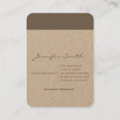 Handgemachte rustikale Naturpapierklassenhalter Visitenkarte (Rückseite)