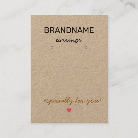 Handgemachte Schmuck Rustic Kraft Paper Earring Ho Visitenkarte (Vorderseite)
