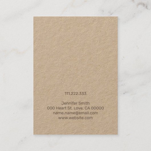 Handgemachte Schmuck Rustic Kraft Paper Earring Ho Visitenkarte (Rückseite)