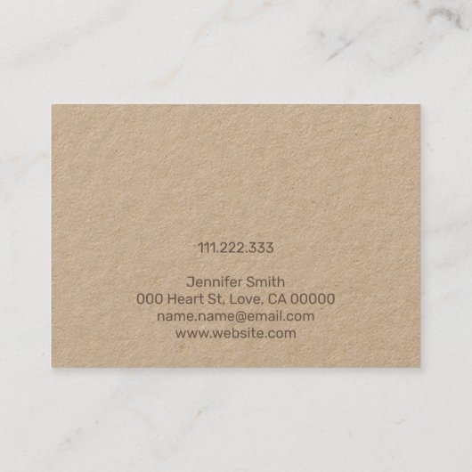 Handgemachte Schmuck Tiny Heart Rustic Bracelet Ho Visitenkarte (Rückseite)