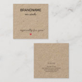 Handgemachte Schmuck Tiny Heart Rustic Ohrringe Ho Quadratische Visitenkarte (Vorne/Hinten)