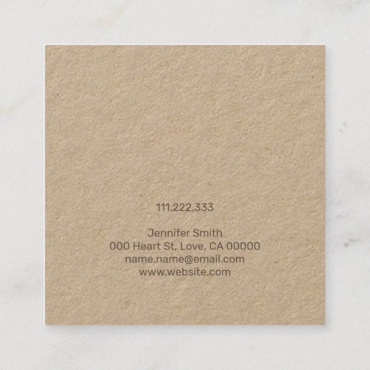 Handgemachte Schmuck Tiny Heart Rustic Ohrringe Ho Quadratische Visitenkarte (Rückseite)
