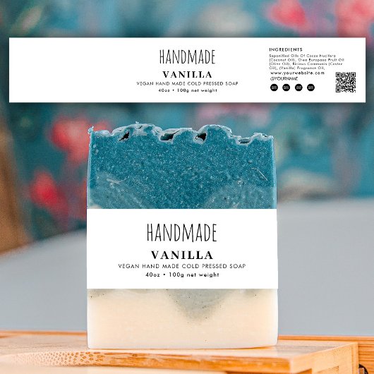 Handgemachte Seifen-Bauchbinde Weiße Produktlabel- Einladungsbanderole