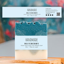 Handgemachte Seifen-Bauchtasche Blau Produktlabel-