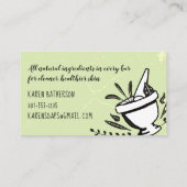 Handgemachte Seifen-Visitenkarte der Mörserstampfe Visitenkarte (Rückseite)