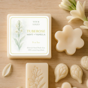 Handgemachte Seifenbeschriftung für Tuberose & Van Quadratischer Aufkleber