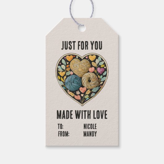 Handgemachte Strickkiste individuelle Name Geschen Geschenkanhänger (Vorderseite)