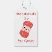 Handgemachte Strickmarke, Pflegeetikett, Made by m Geschenkanhänger (Vorderseite)