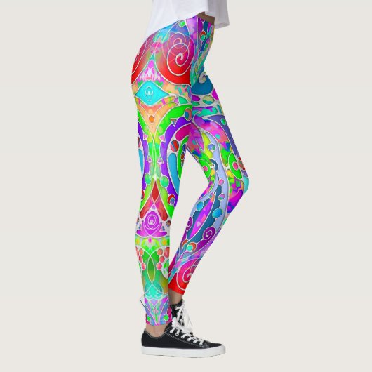 Handgemachte und digital gestrichene Muster Art 22 Leggings (Rechts)