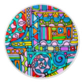 Handgemachte und digital gestrichene Muster Art 53 Keramikknauf (Vorderseite)