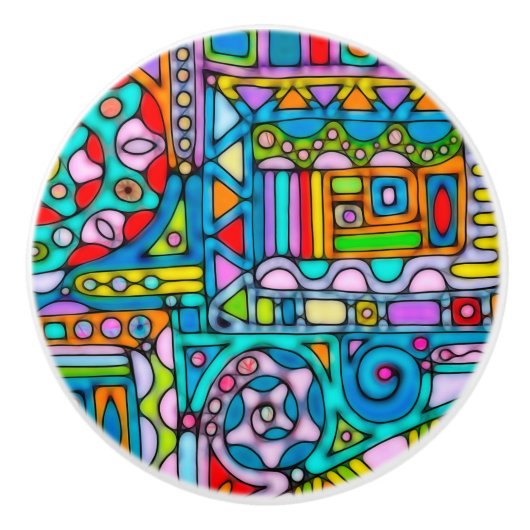 Handgemachte und digital gestrichene Muster Art 53 Keramikknauf (Vorderseite)