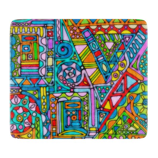 Handgemachte und digital gestrichene Muster Art 53 Schneidebrett (Vorderseite)