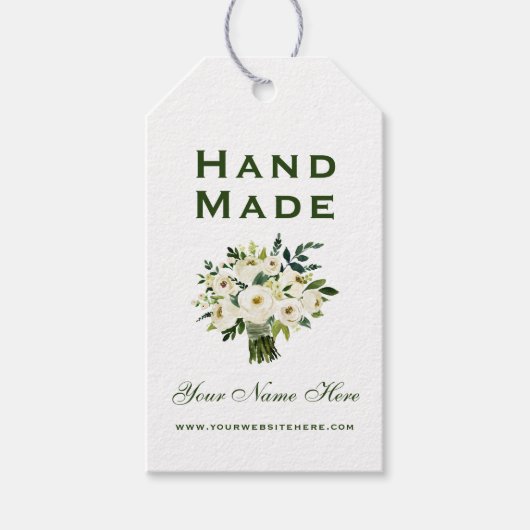 Handgemachte Wasserfarben Grüne Blumenmarken Geschenkanhänger (Vorderseite)
