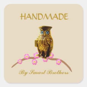 Handgemachter Aufkleber Golden Owl