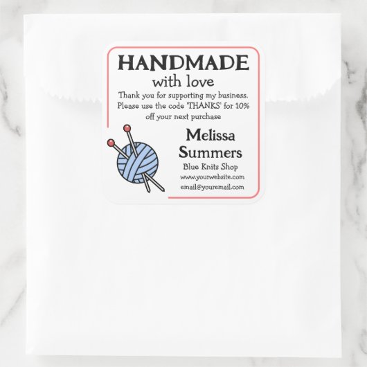 Handgemachter Knetschein Quadratischer Aufkleber (Tasche)