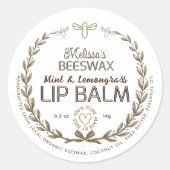 Handgemachtes Bienenwachs Lip Gloss Balm Wreath Be Runder Aufkleber (Vorderseite)
