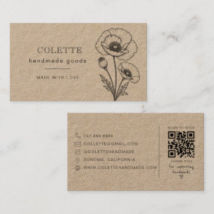 Handgemachtes Blumenlogo Kraft Visitenkarte