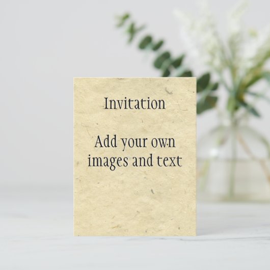 Handgemachtes Faser-Papier Einladung (Stehend Vorderseite)