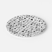 Handgemachtes Schwarz-weißes Farbenaztekemuster Pappteller (Schrägansicht)