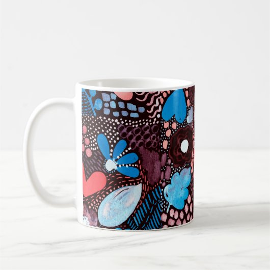 Handgemälde Abstrakte Wasserfarbenkizze Doodle Fl Kaffeetasse (Links)