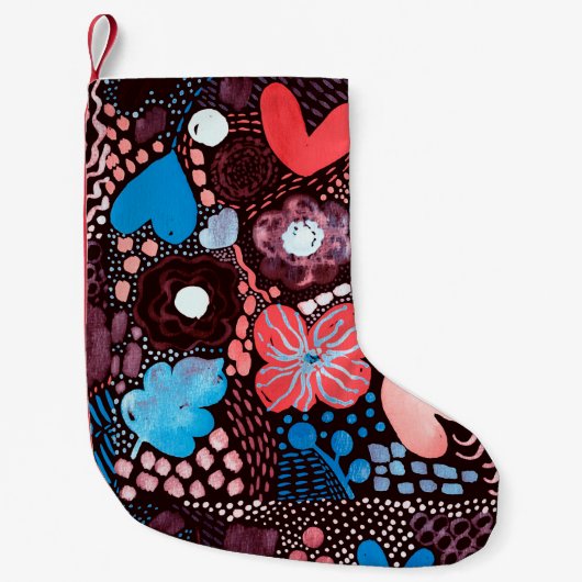 Handgemälde Abstrakte Wasserfarbenkizze Doodle Fl Kleiner Weihnachtsstrumpf (Vorderseite)