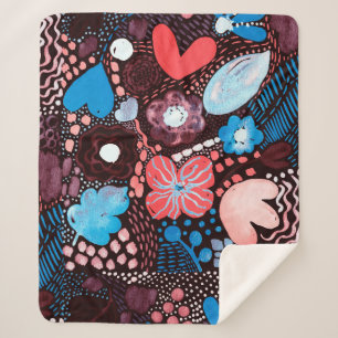 Handgemälde Abstrakte Wasserfarbenkizze Doodle Fl Sherpadecke