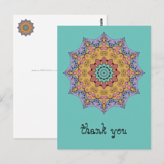 Handgemälde Mandala Uhr Gesicht 1 Postkarte (Vorne/Hinten)