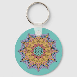 Handgemälde Mandala Uhr Gesicht 1 Schlüsselanhänger