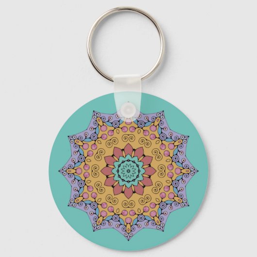Handgemälde Mandala Uhr Gesicht 1 Schlüsselanhänger (Vorderseite)