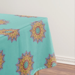 Handgemälde Mandala Uhr Gesicht 1 Tischdecke