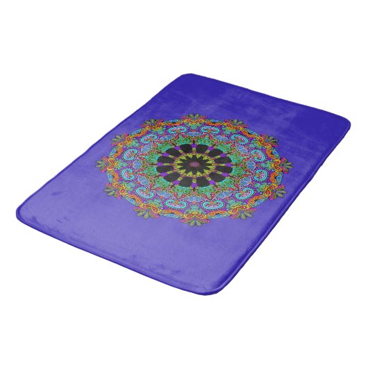 Handgemälde Mandala Uhr Gesicht 24 Badematte (Schrägansicht)