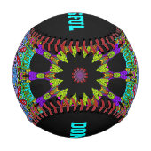 Handgemälde Mandala Uhr Gesicht 24 Baseball (Vorderseite)