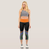 Handgemälde Mandala Uhr Gesicht 24 Capri Leggings (Vorderseite)