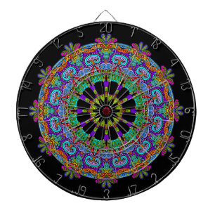 Handgemälde Mandala Uhr Gesicht 24 Dartscheibe