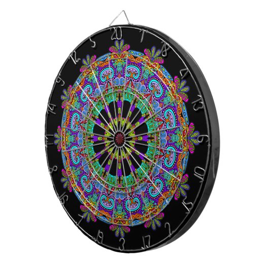 Handgemälde Mandala Uhr Gesicht 24 Dartscheibe (Vorderseite rechts)