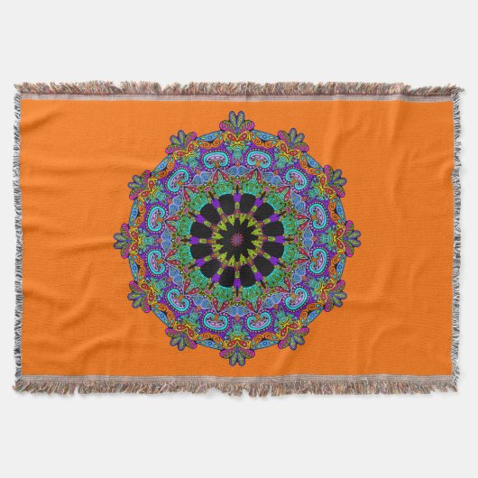 Handgemälde Mandala Uhr Gesicht 24 Decke (Vorderseite)