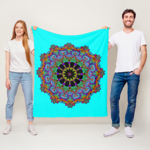 Handgemälde Mandala Uhr Gesicht 24 Fleecedecke