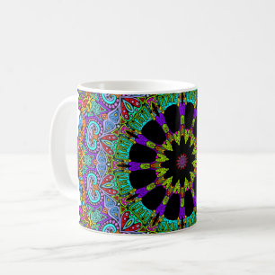 Handgemälde Mandala Uhr Gesicht 24 Kaffeetasse