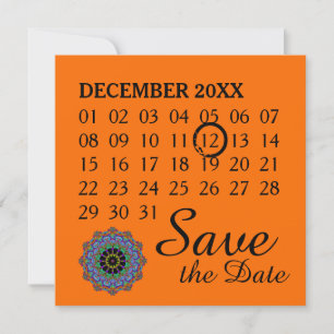 Handgemälde Mandala Uhr Gesicht 24 - Kalender Save The Date