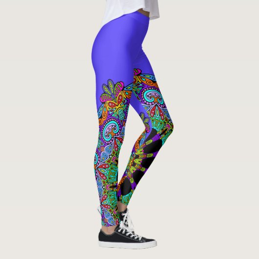 Handgemälde Mandala Uhr Gesicht 24 Leggings (Rechts)