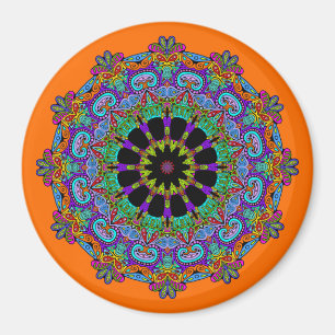 Handgemälde Mandala Uhr Gesicht 24 Magnet
