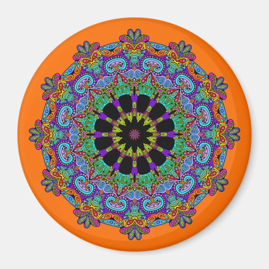 Handgemälde Mandala Uhr Gesicht 24 Magnet (Vorne)