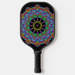 Handgemälde Mandala Uhr Gesicht 24 Pickleball Schläger