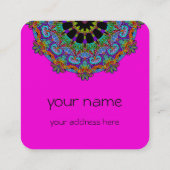 Handgemälde Mandala Uhr Gesicht 24 Quadratische Visitenkarte (Rückseite)