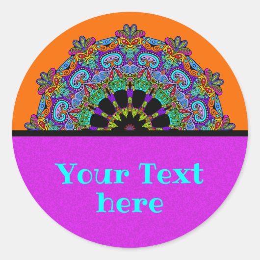 Handgemälde Mandala Uhr Gesicht 24 Runder Aufkleber (Vorderseite)