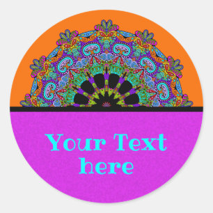 Handgemälde Mandala Uhr Gesicht 24 Runder Aufkleber