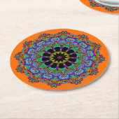 Handgemälde Mandala Uhr Gesicht 24 Runder Pappuntersetzer (Angewinkelt)