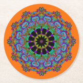Handgemälde Mandala Uhr Gesicht 24 Runder Pappuntersetzer (Vorderseite)