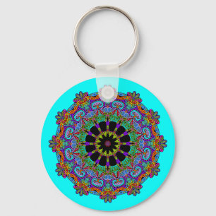 Handgemälde Mandala Uhr Gesicht 24 Schlüsselanhänger