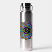 Handgemälde Mandala Uhr Gesicht 24 Trinkflasche (Rückseite)
